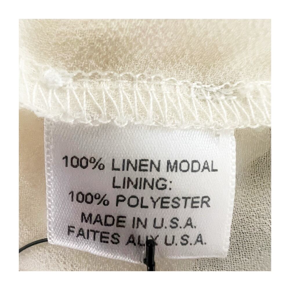 MISA Los Angeles Medium Aleja Stripe Print Linen Midi Dress White Blue Tassel - Picture 7 of 9